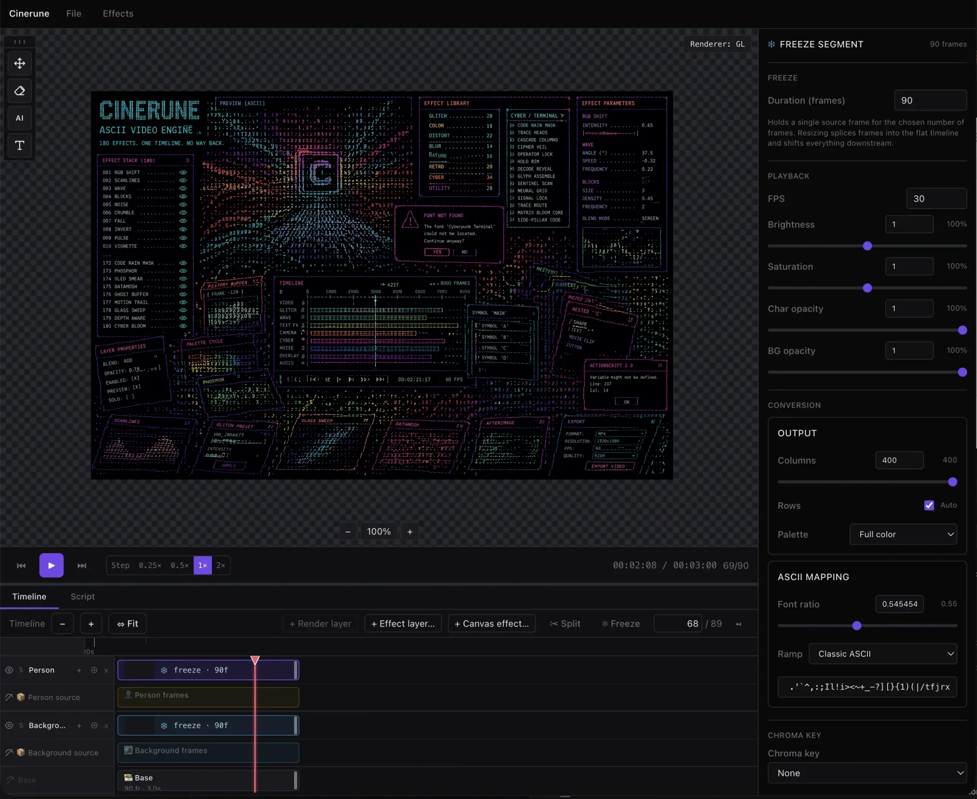 Cinerune ASCII video engine